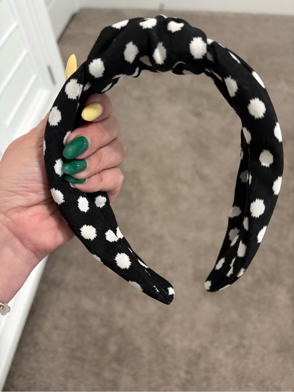 Black and White Polka Dot Knotted Headband
